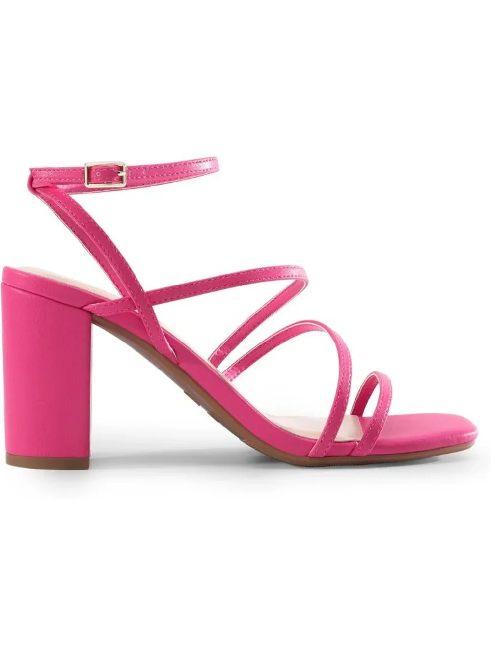 Dream Pairs Women's Hot Pink Open Toe Sleek Straps Chunky Block Heel Sandals